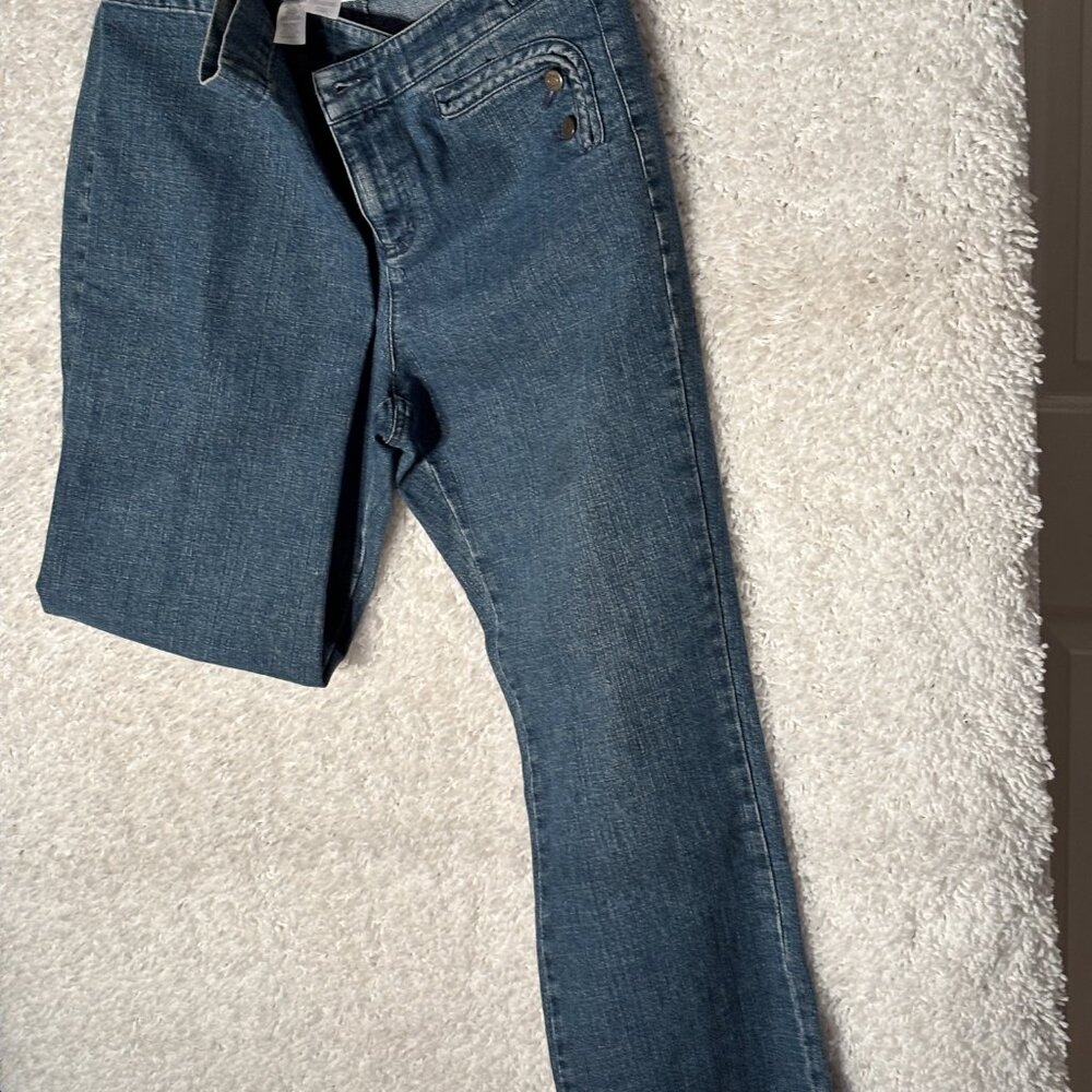 WOMEN’S STRETCH BLUE JEANS BOOT CUT USED GREAT CONDITION SIZE 10 BRAND JONES NEW